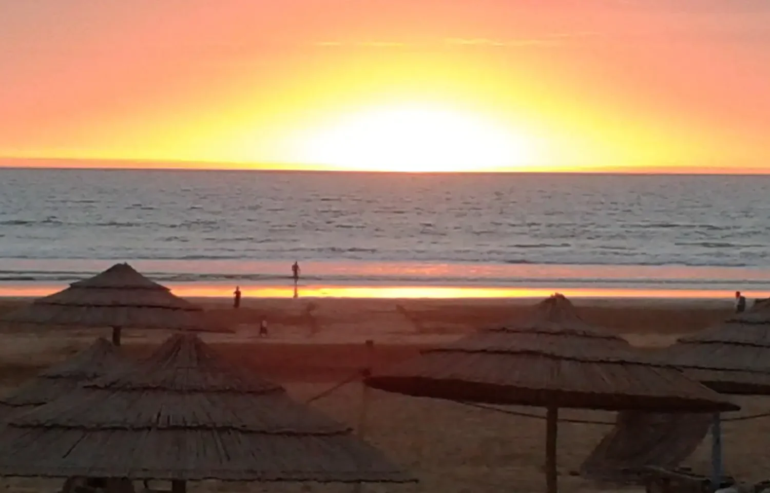 Golden sunset on Agadir beach