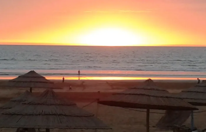 Golden sunset on Agadir beach