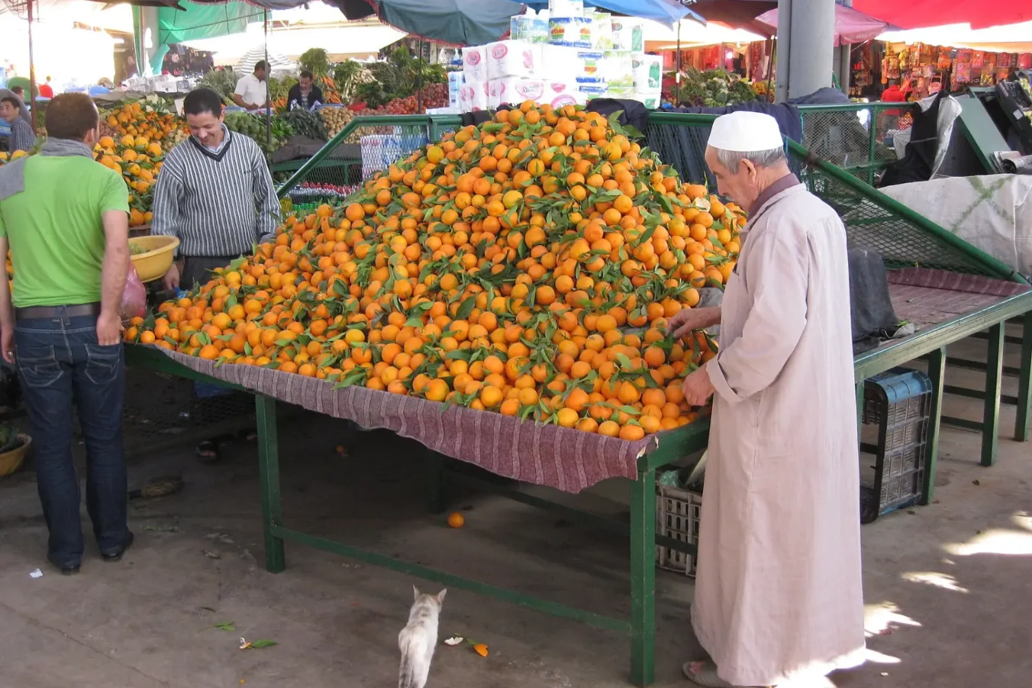 Oranges piled high at the Agadir market