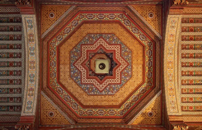 Painted cedar ceiling in the Bahia Palace, Marrakech