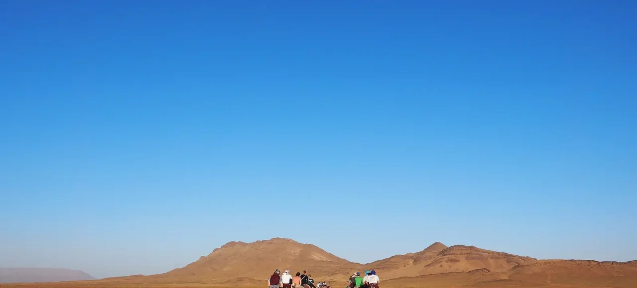 Camel trek on the dunes near Zagora
