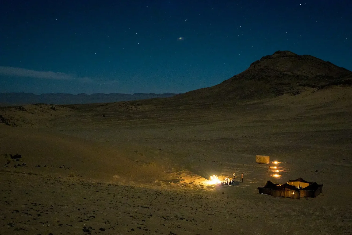 Night at a desert camp near Zagora