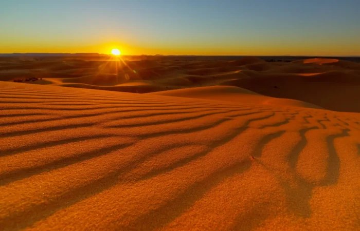 Sunset over the Erg Chebbi dunes at Merzouga