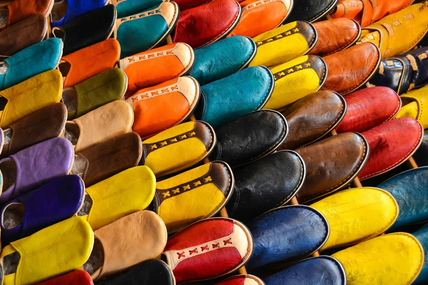 Colourful babouches in the Marrakech souks