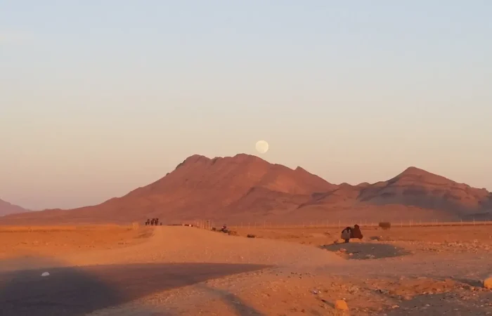 Moonrise over the desert near Zagora