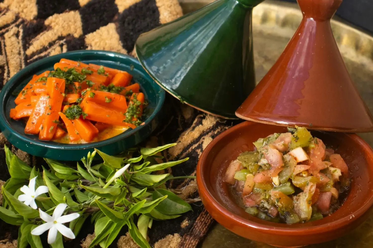 Moroccan dishes on a table