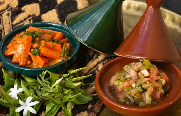 Moroccan dishes on a table
