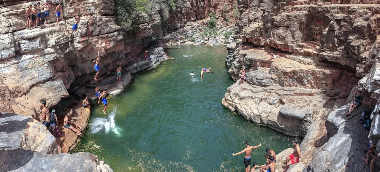 Natural rock pool in the gorge of Paradise Valley near Agadir