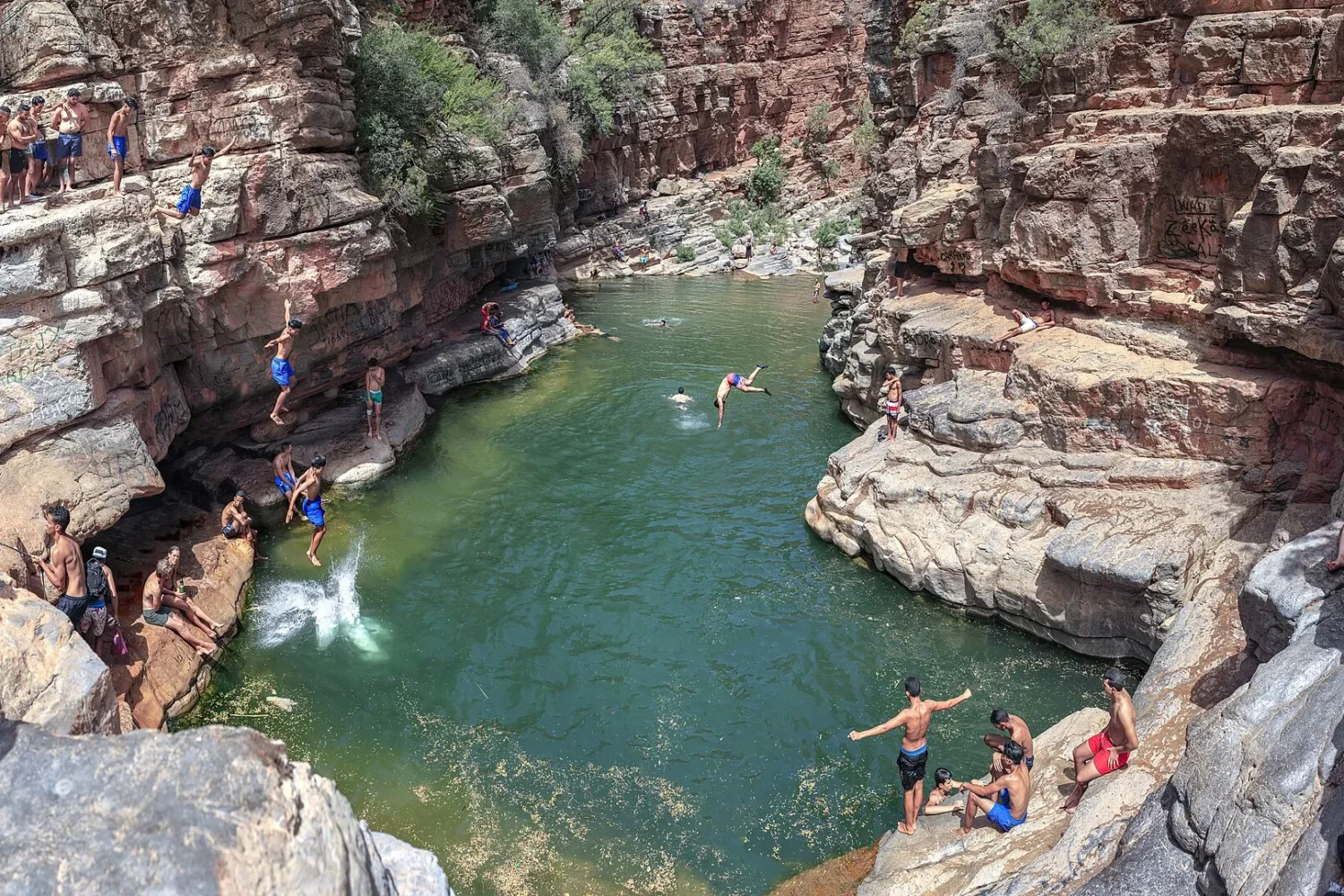 Natural rock pool in the gorge of Paradise Valley near Agadir