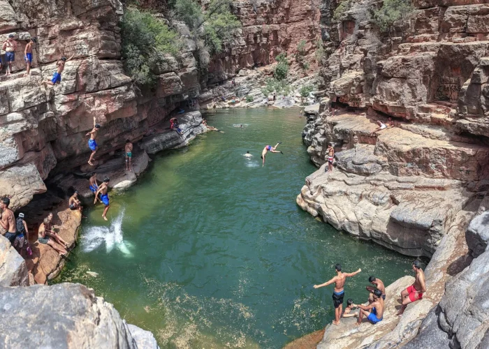 Natural rock pool in the gorge of Paradise Valley near Agadir