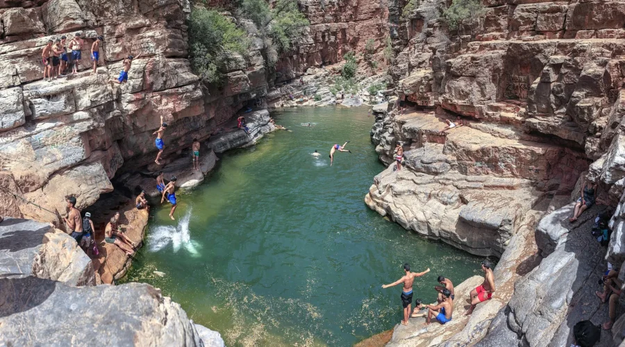 Natural rock pool in the gorge of Paradise Valley near Agadir