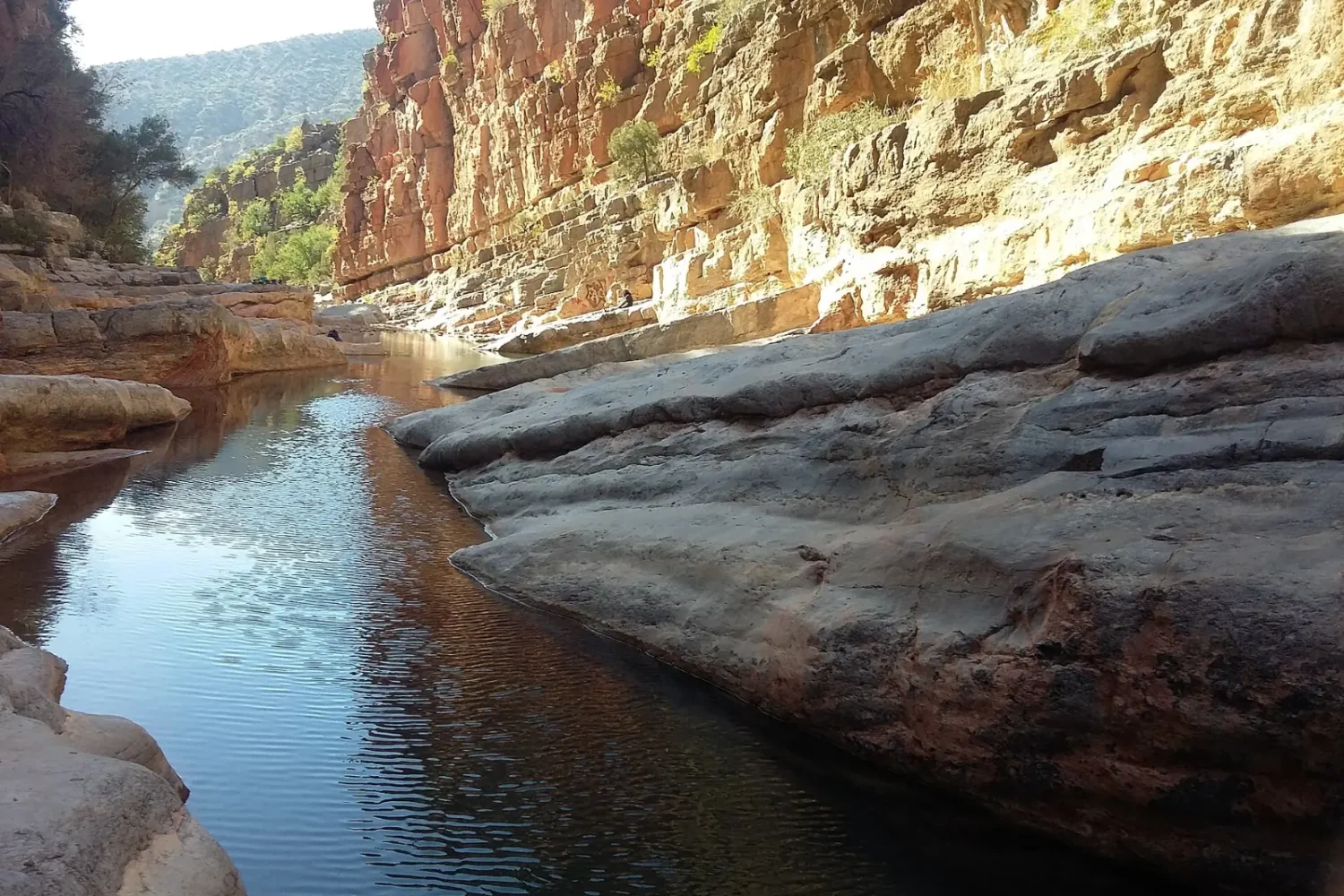 Rock pools and smooth cliffs in Paradise Valley near Agadir
