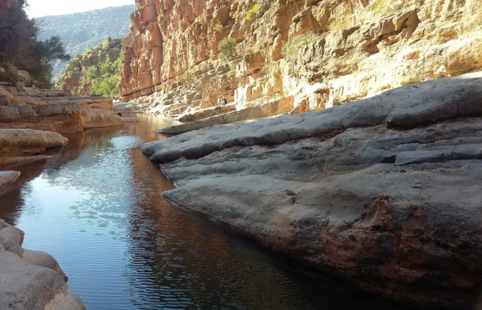 Rock pools and smooth cliffs in Paradise Valley near Agadir