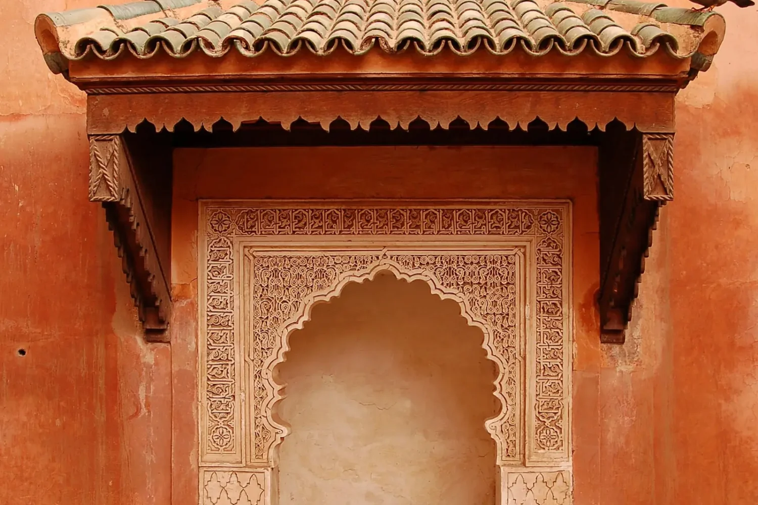 Carved arch at the Saadian Tombs in Marrakech