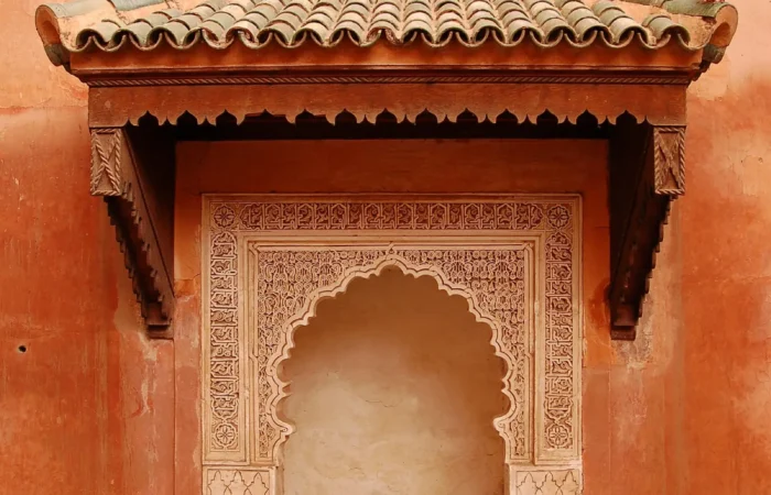 Carved arch at the Saadian Tombs in Marrakech