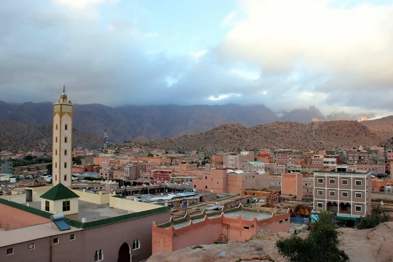 View of Tafraoute town and the surrounding mountains