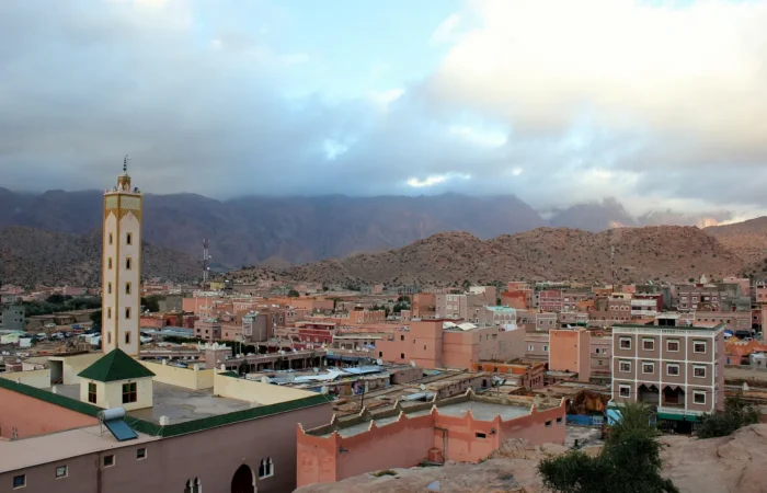 View of Tafraoute town and the surrounding mountains