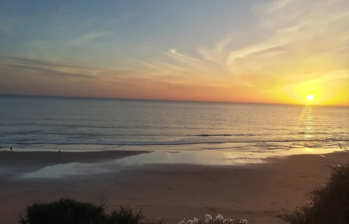 Sunset over the beach in Taghazout